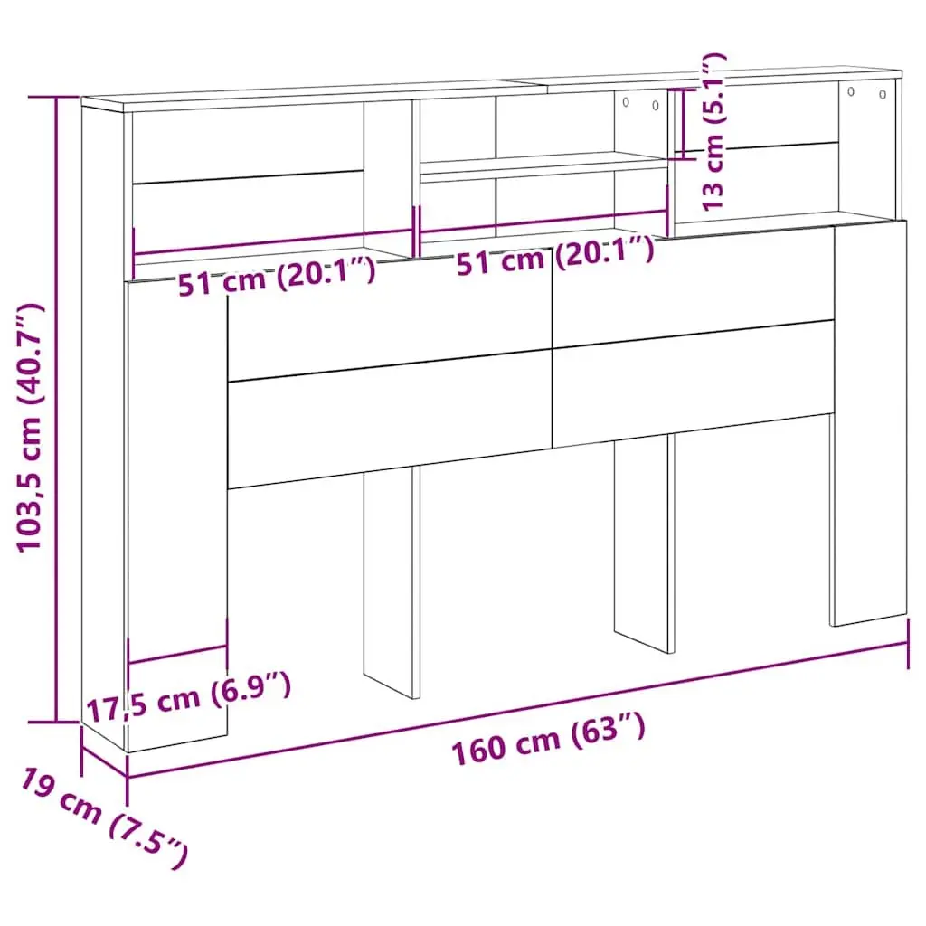 Wall-Mounted Headboard Cabinet Black Oak 160cm Engineered Wood Bedroom Storage Shelving Unit