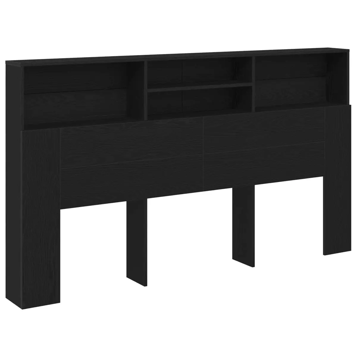 Black Oak Wall-Mounted Headboard Cabinet for Storage