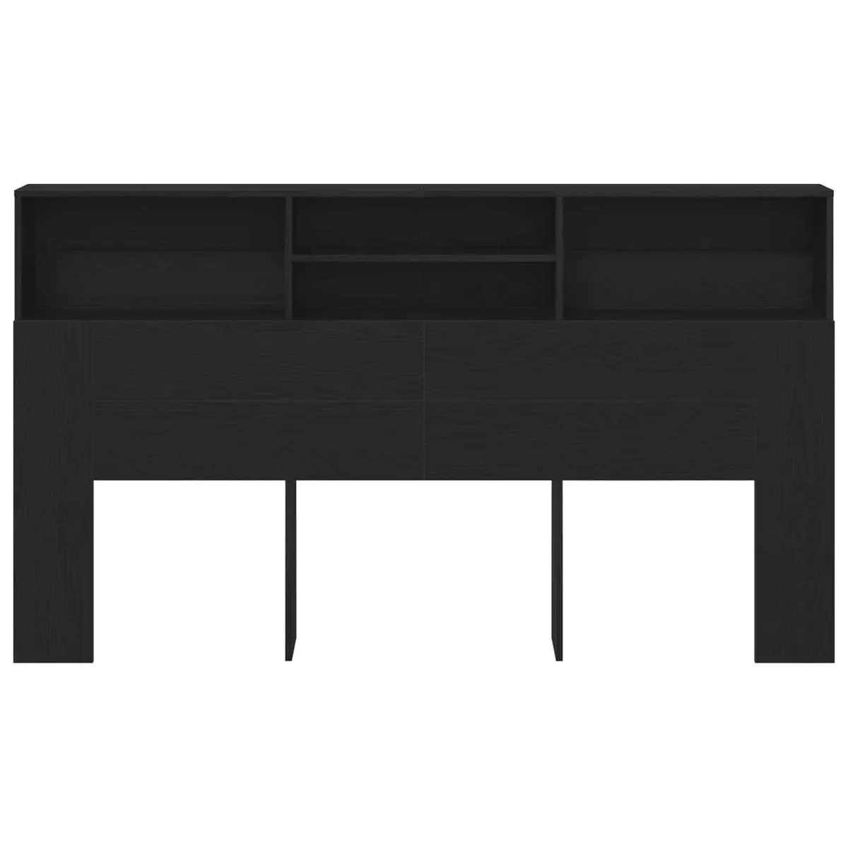 Black Oak Wall-Mounted Headboard Cabinet for Storage