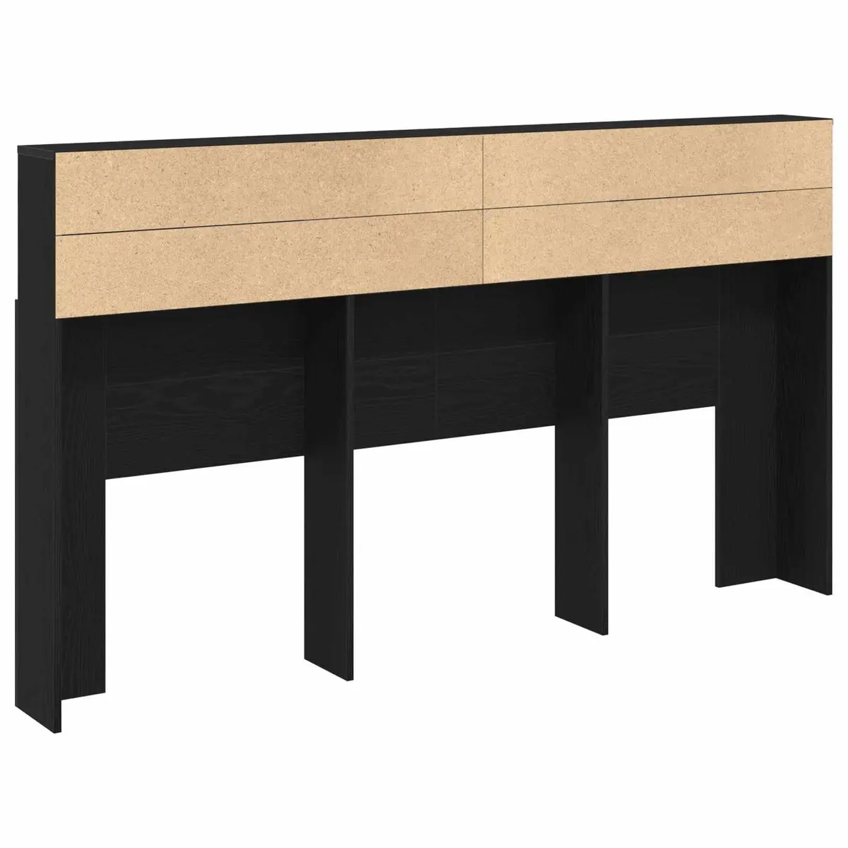Black Oak Wall-Mounted Headboard Cabinet for Storage