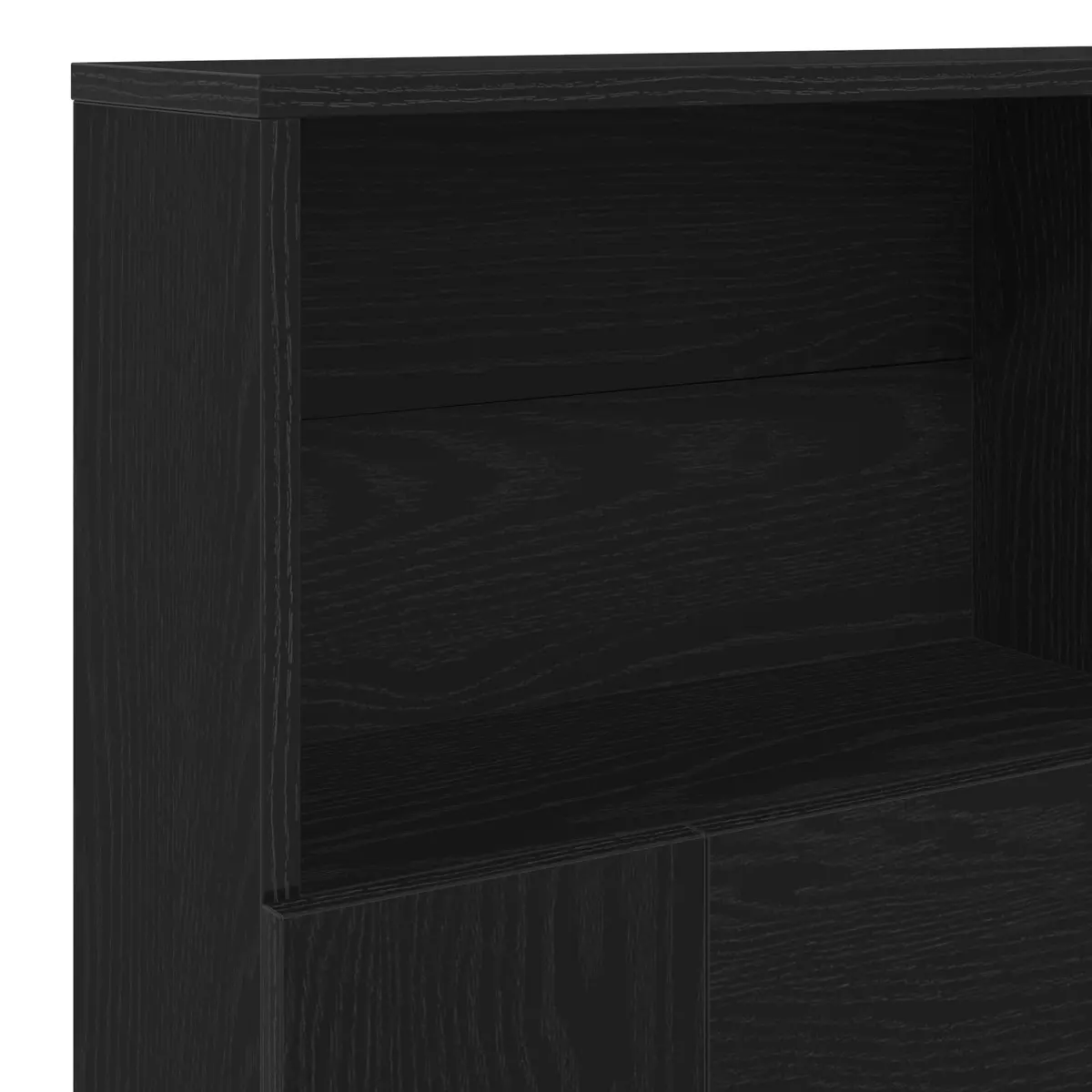 Black Oak Wall-Mounted Headboard Cabinet for Storage