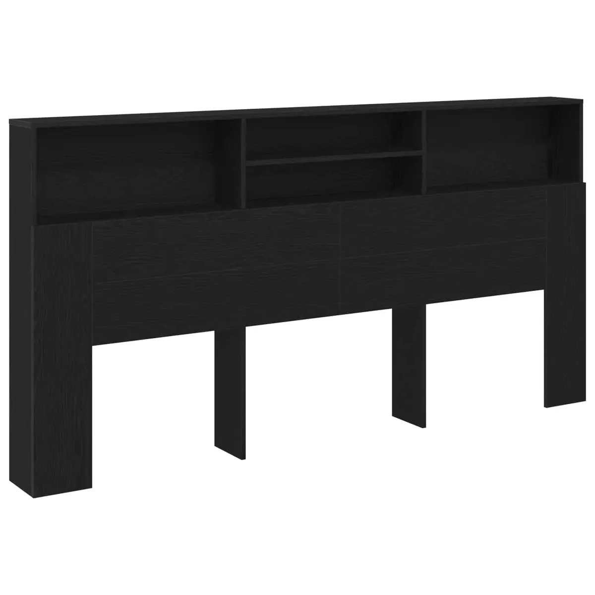 Black Oak Wall-Mounted Headboard Cabinet for Storage