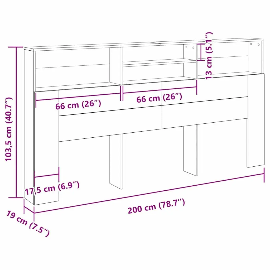 Black Oak Wall-Mounted Headboard Cabinet for Storage