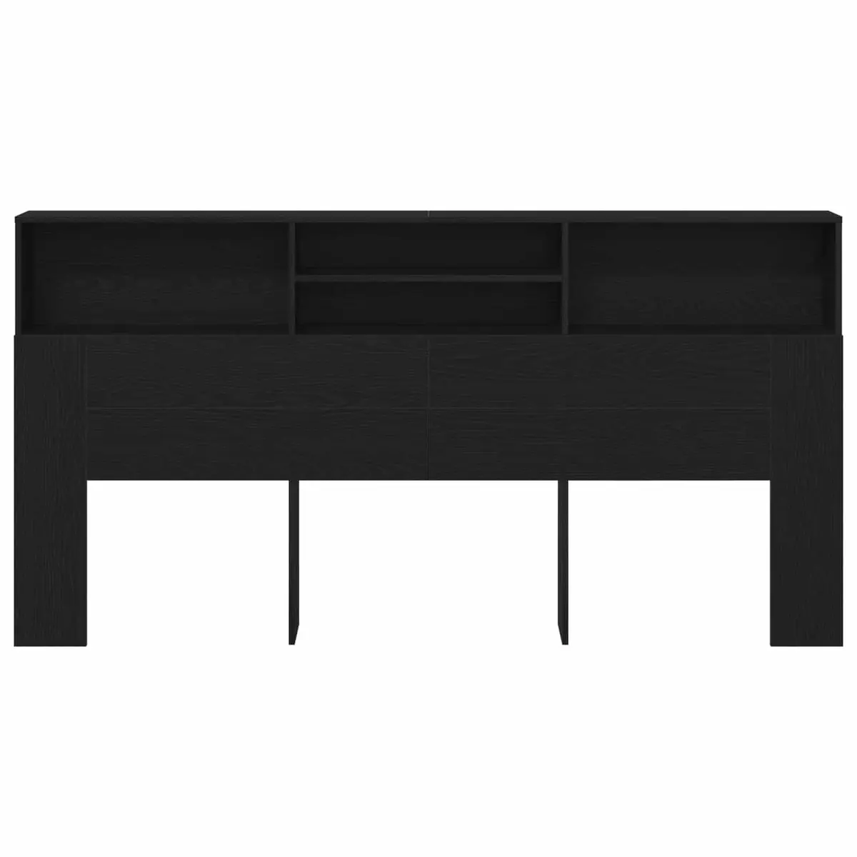 Black Oak Wall-Mounted Headboard Cabinet for Storage