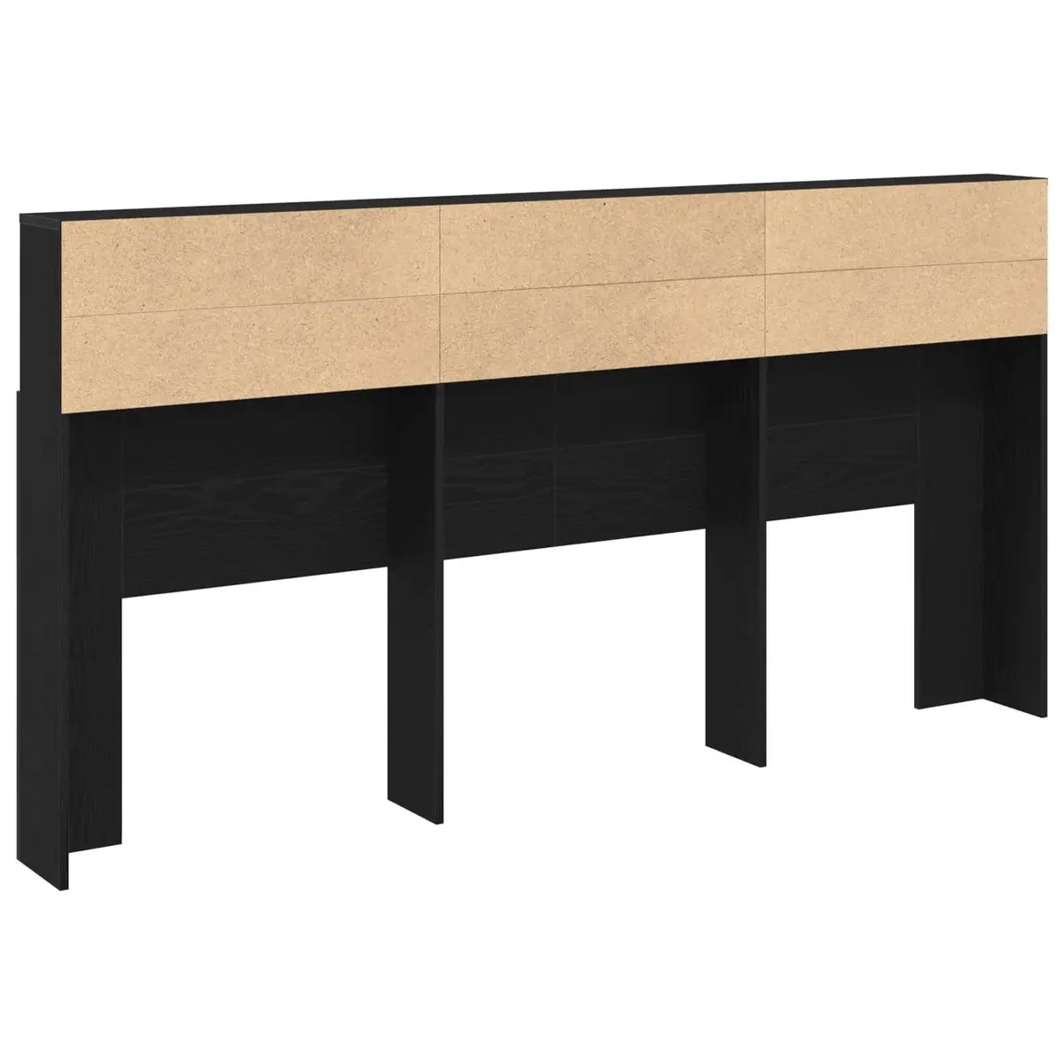 Black Oak Wall-Mounted Headboard Cabinet for Storage