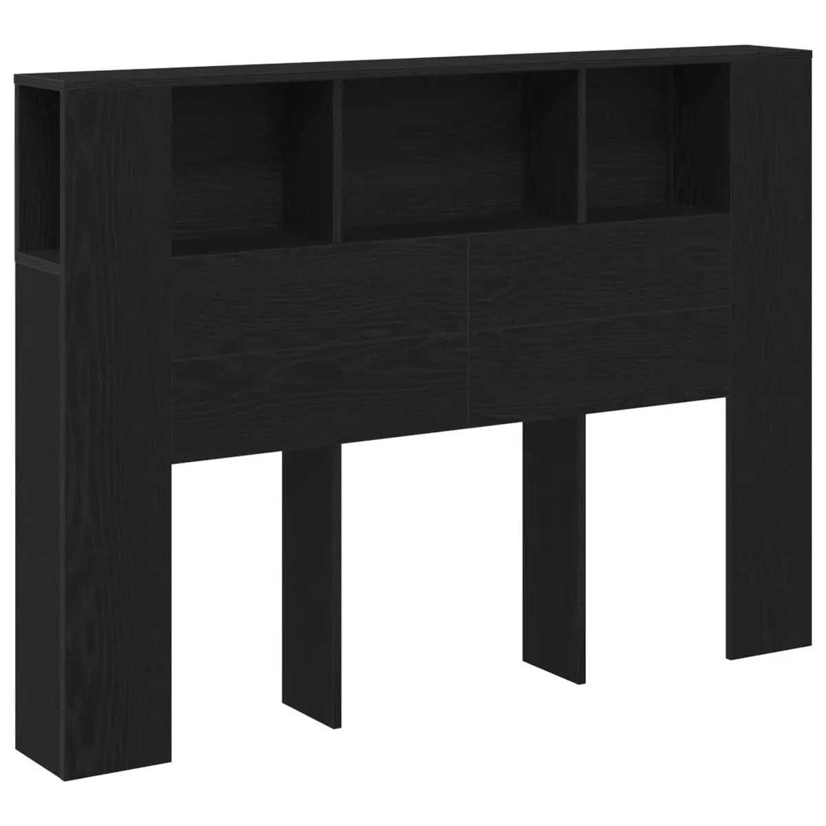Headboard Cabinet with Storage Wall-Mounted Modern Minimalist Design Black Oak