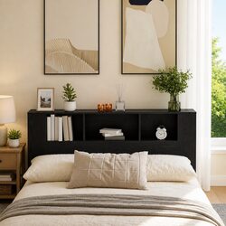 Modern Minimalist Black Headboard Cabinet for Storage
