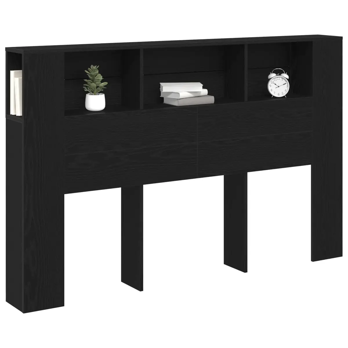 Minimalist Black Headboard Cabinet for Storage