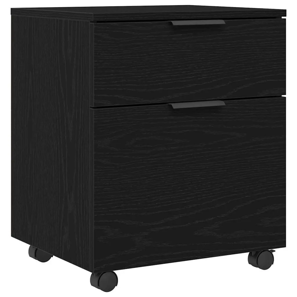File Cabinet Rolling Storage Black Oak 45x38x54cm Engineered Wood