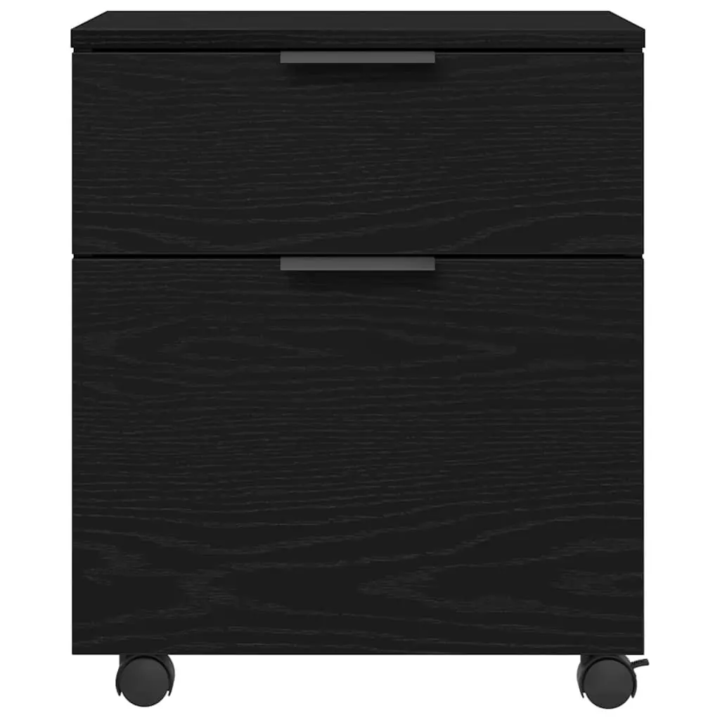 File Cabinet Rolling Storage Black Oak 45x38x54cm Engineered Wood