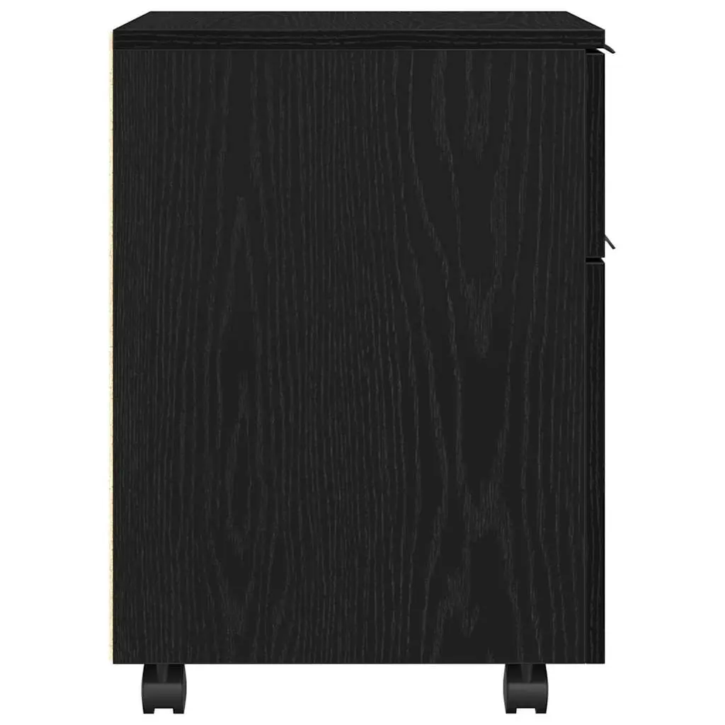File Cabinet Rolling Storage Black Oak 45x38x54cm Engineered Wood