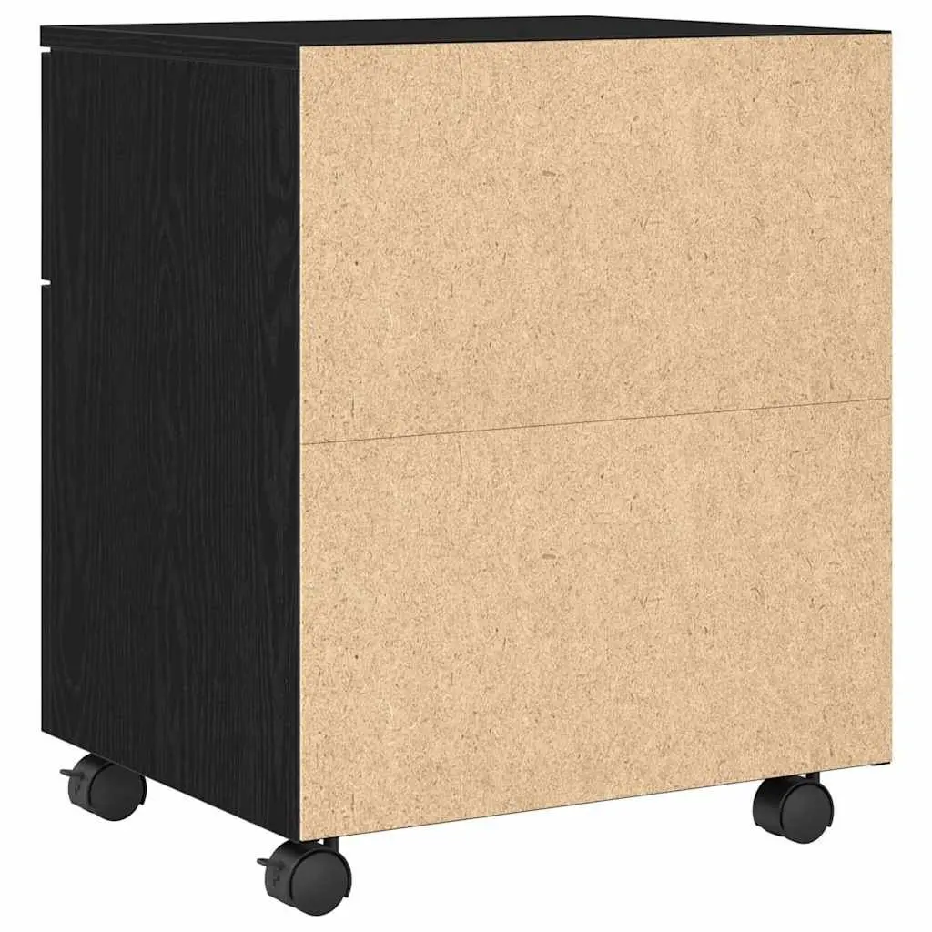 File Cabinet Rolling Storage Black Oak 45x38x54cm Engineered Wood