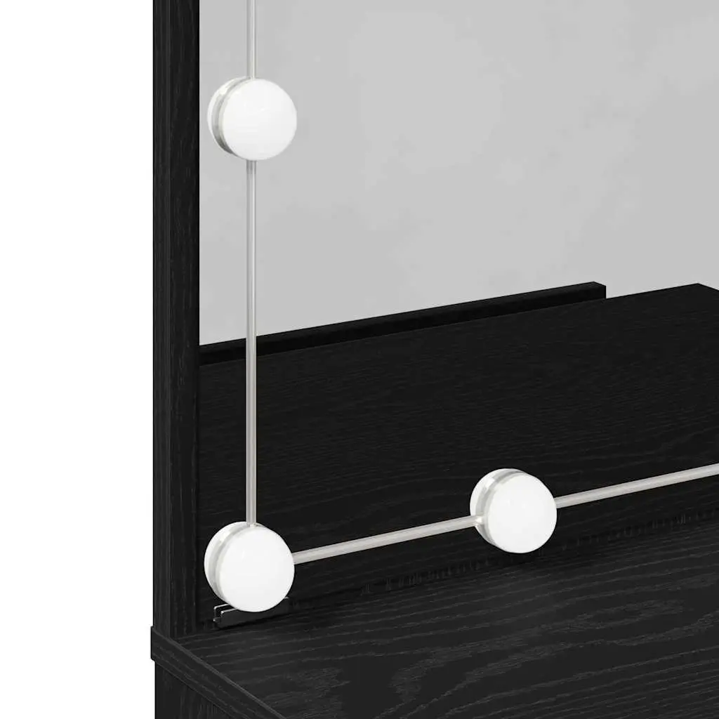 Black Bedroom Dressing Table with Mirror and LED Lights