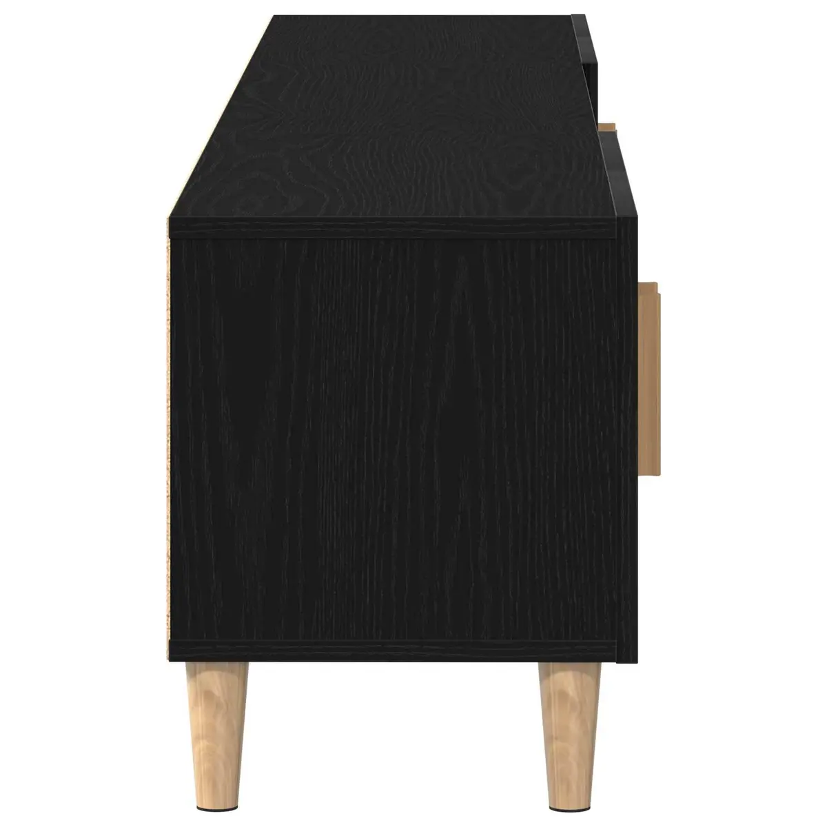 TV Cabinet Black Engineered Wood Living Room Storage Unit 180cm Modern Furniture