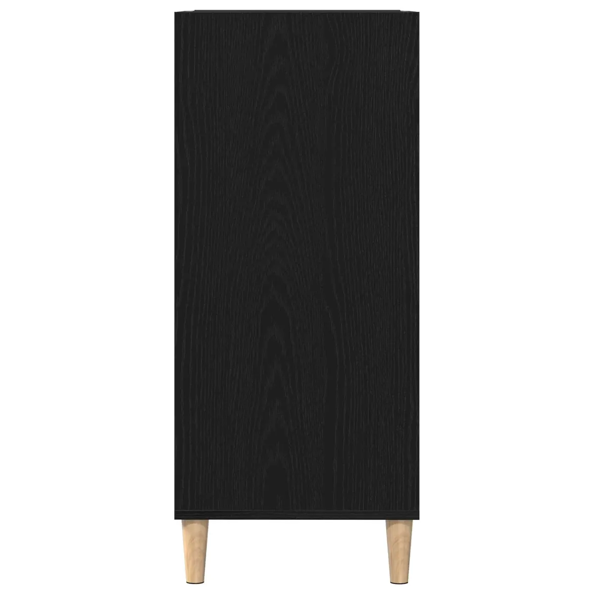 Record Cabinet Storage Unit Black Oak Living Room Furniture Engineered Wood