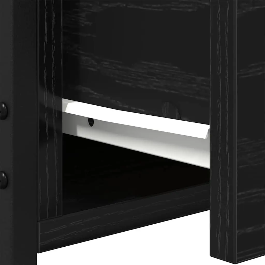 Bedside Cabinet Black 34x36x50cm Engineered Wood Rustic Storage Drawer Shelf
