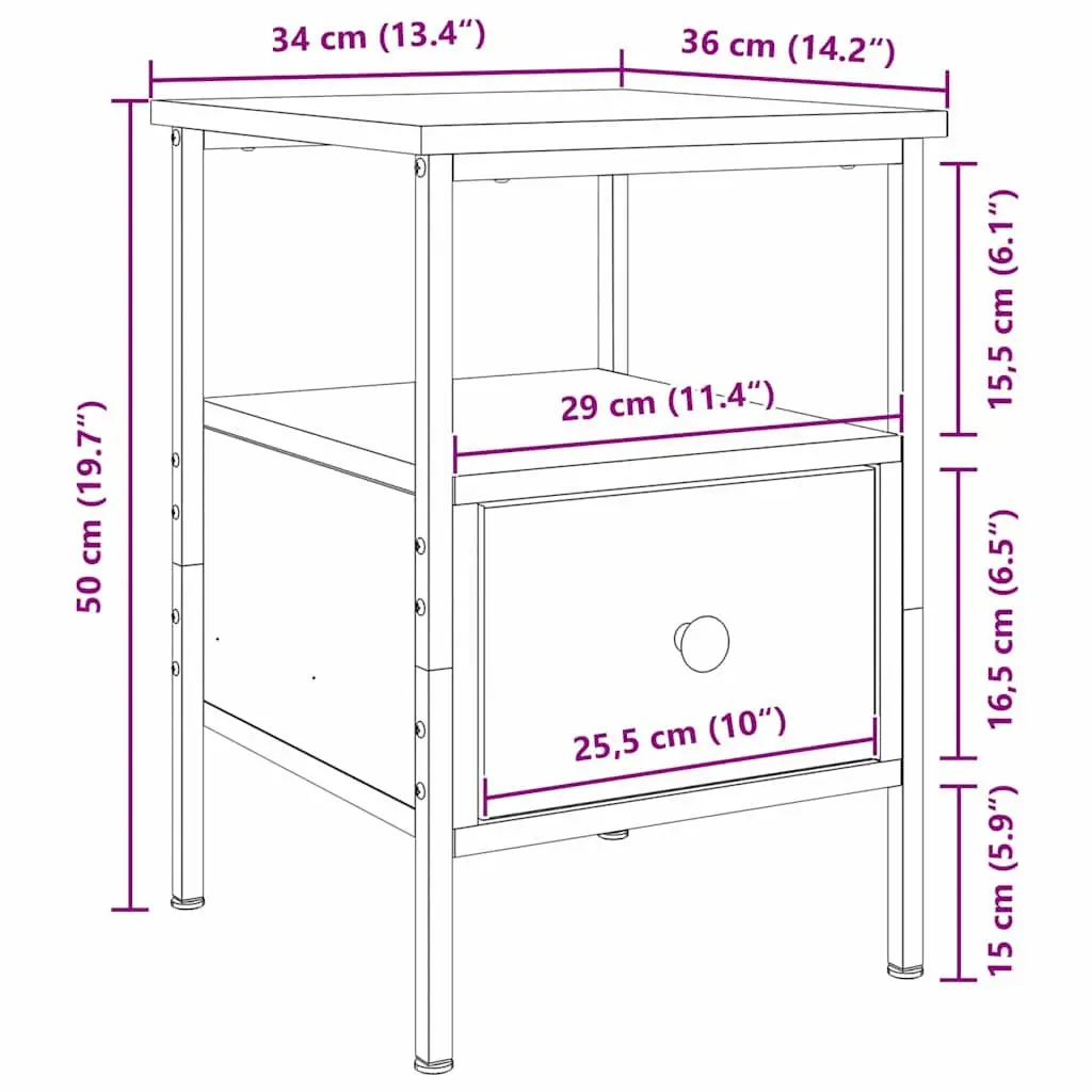 Black Bedside Cabinet Set of 2 for Modern Bedrooms
