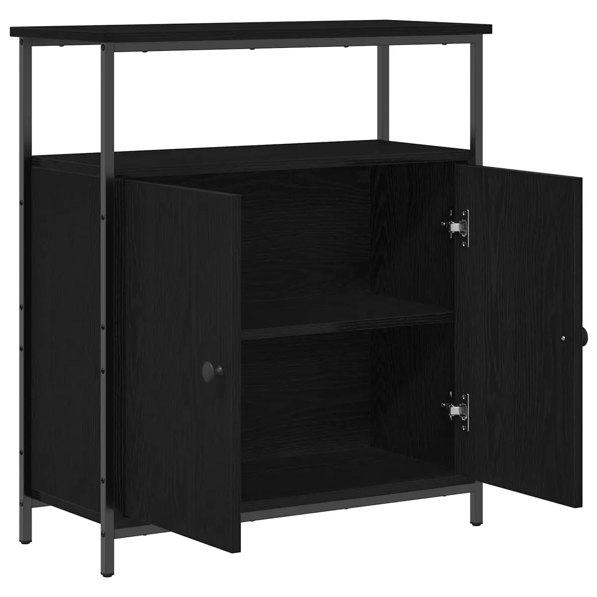 Sideboard Black Oak 70 x 30 x 80 cm Storage Cabinet Modern Living Dining