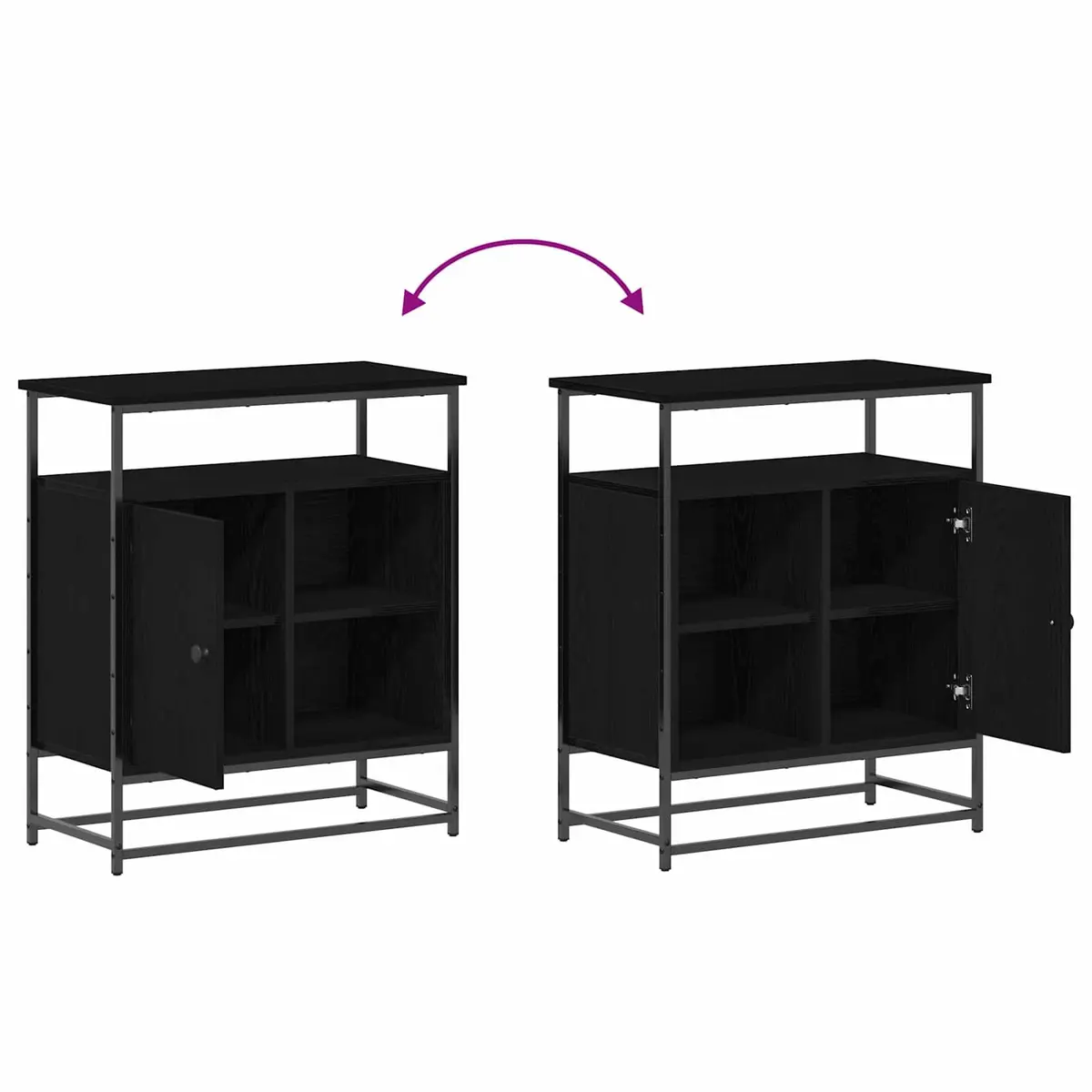 Sideboard Black Storage Cabinet Modern Dining Living Room Buffet Cupboard