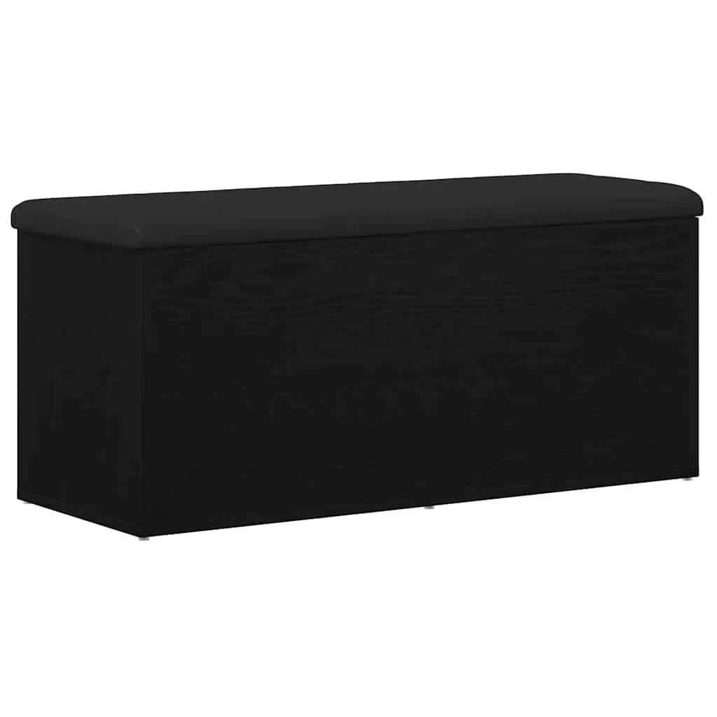 Storage Bench Black Oak 102x42x45cm Modern Engineered Wood