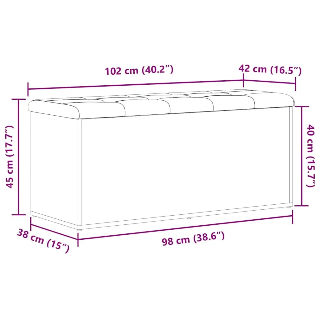 Storage Bench Black Oak 102x42x45cm Modern Engineered Wood