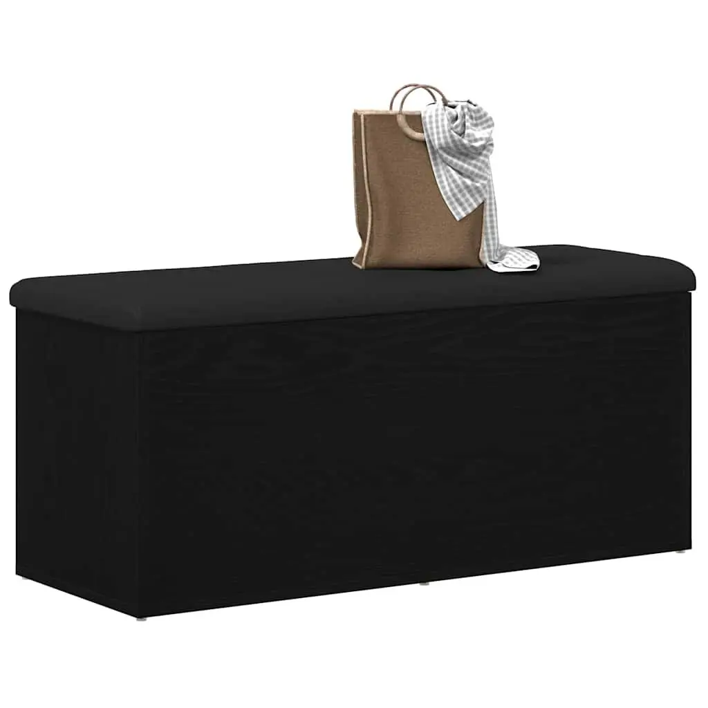 Storage Bench Black Oak 102x42x45cm Modern Engineered Wood
