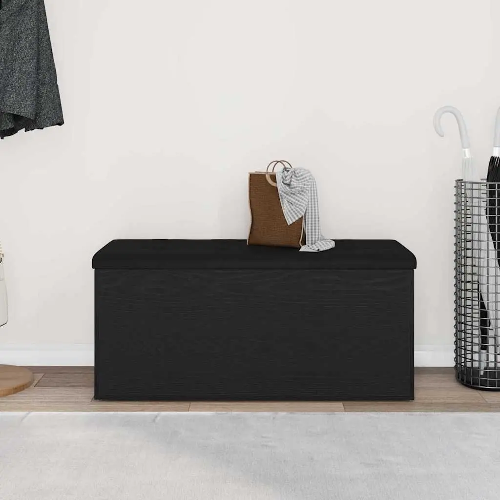 Storage Bench Black Oak 102x42x45cm Modern Engineered Wood
