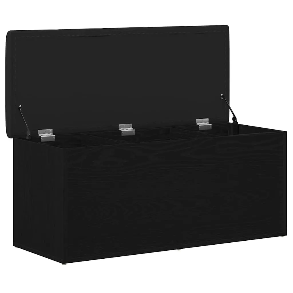 Storage Bench Black Oak 102x42x45cm Modern Engineered Wood