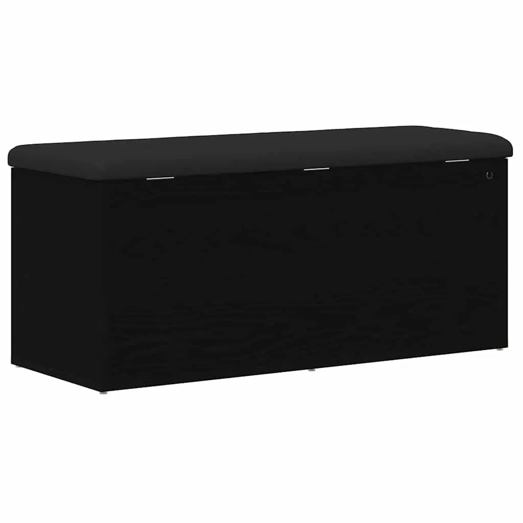Storage Bench Black Oak 102x42x45cm Modern Engineered Wood