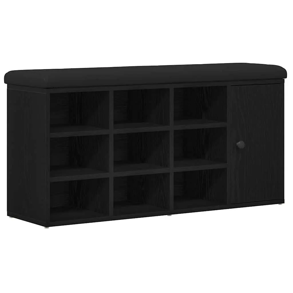 Storage Bench Black Oak 102 x 32 x 50 cm Engineered Wood