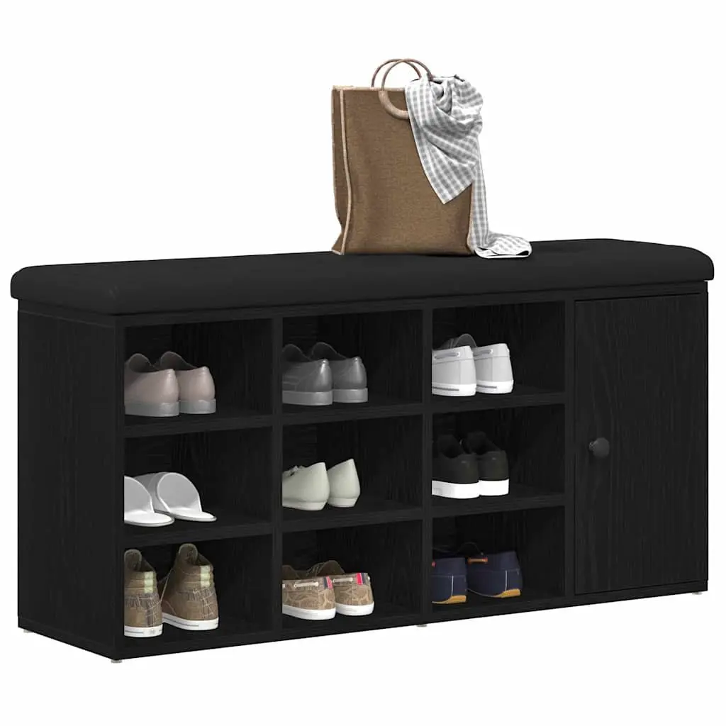 Storage Bench Black Oak 102 x 32 x 50 cm Engineered Wood