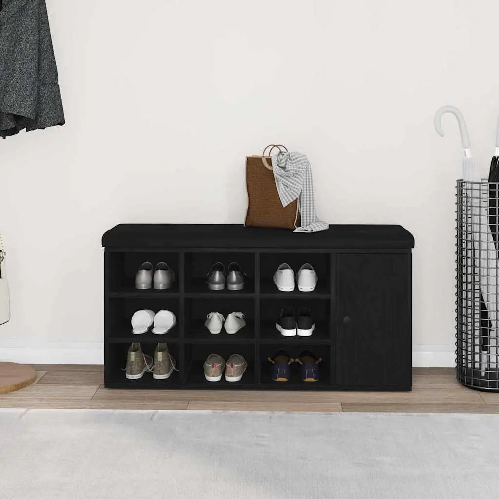Storage Bench Black Oak 102 x 32 x 50 cm Engineered Wood