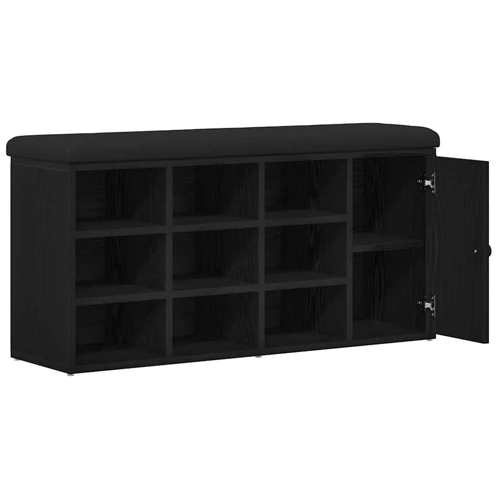 Storage Bench Black Oak 102 x 32 x 50 cm Engineered Wood