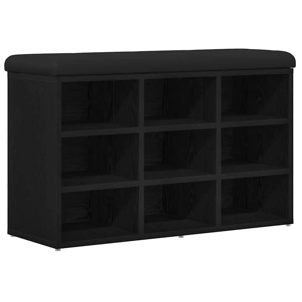 Shoe Bench Black Modern Entryway Seating Engineered Wood