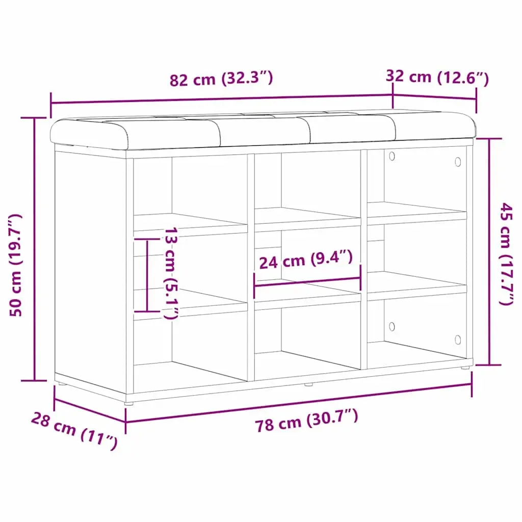 Shoe Bench Black Modern Entryway Seating Engineered Wood