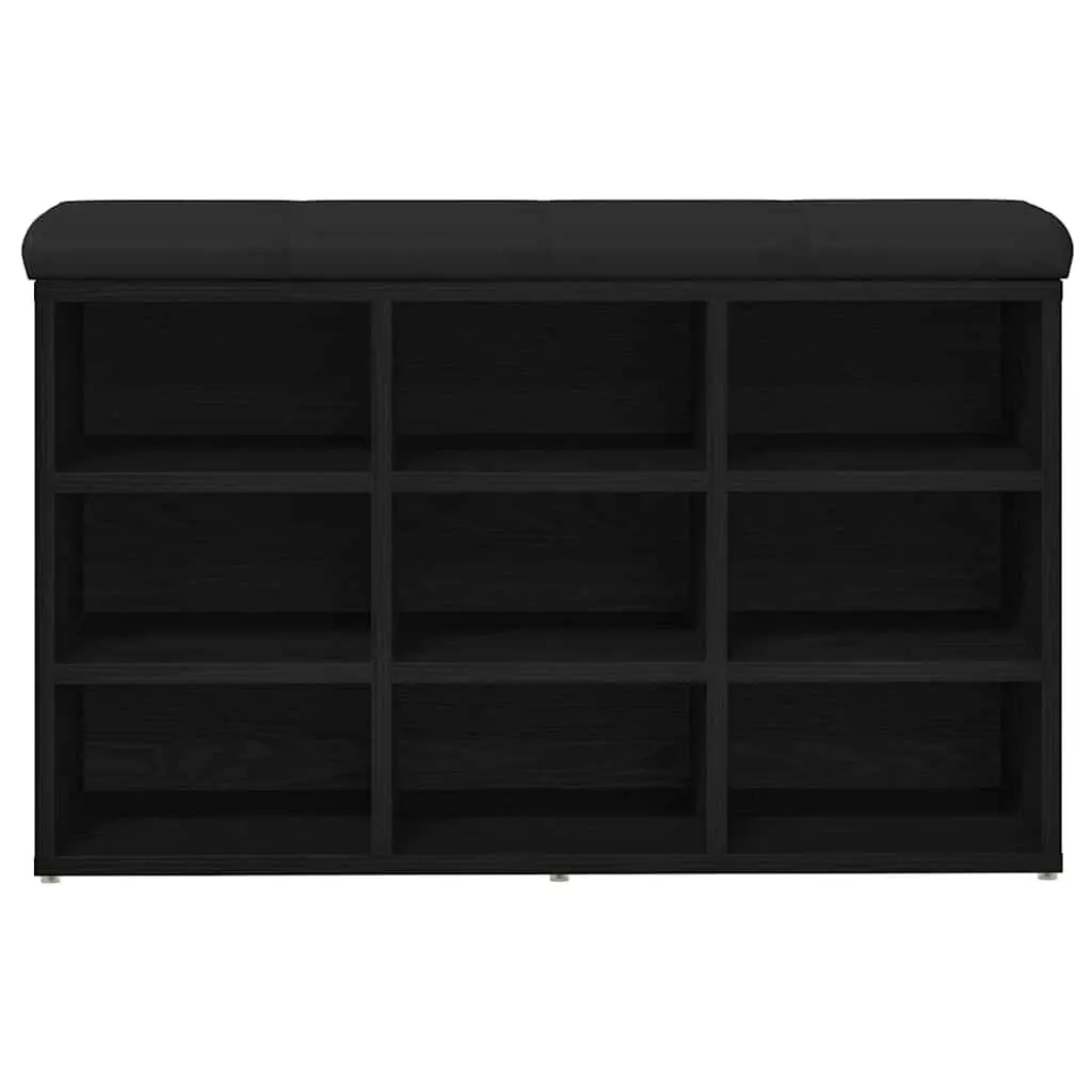 Shoe Bench Black Modern Entryway Seating Engineered Wood