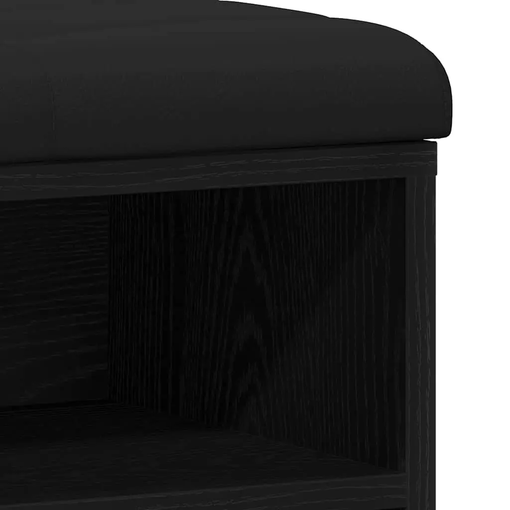 Shoe Bench Black Modern Entryway Seating Engineered Wood