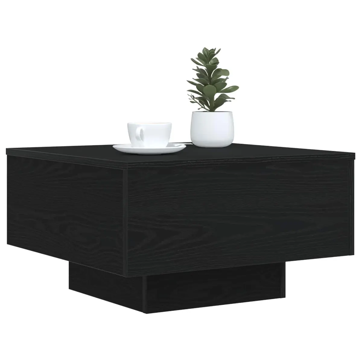 Black Oak Coffee Table with LED Lights 55x55x31cm