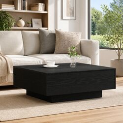 Black Oak Coffee Table 80x80x31cm for Cozy Spaces