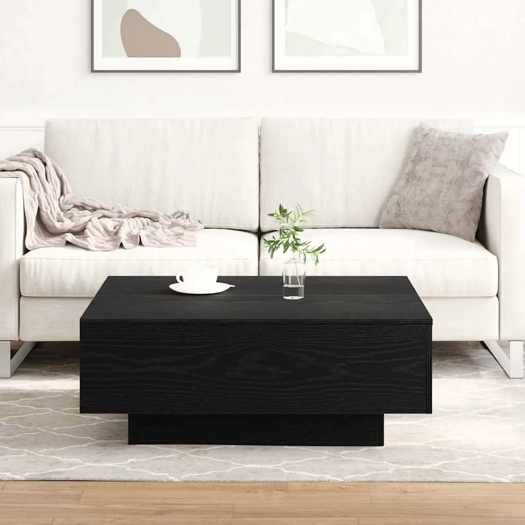 Coffee Table Black Oak 80x80x31cm Modern Living Room Accent Furniture