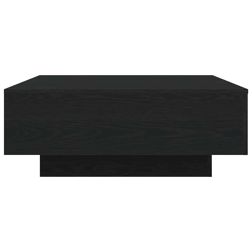 Coffee Table Black Oak 80x80x31cm LED Lights Modern Engineered Wood