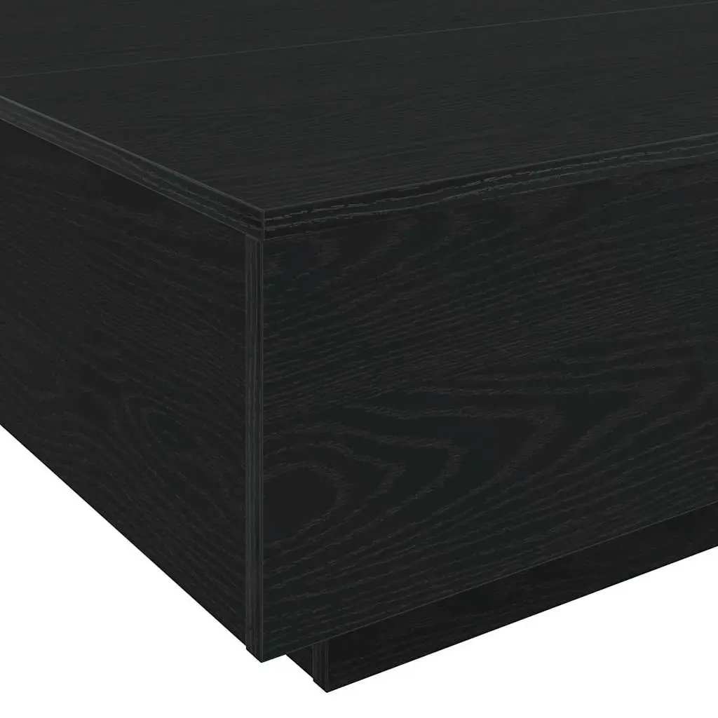 Coffee Table Black Oak 80x80x31cm LED Lights Modern Engineered Wood