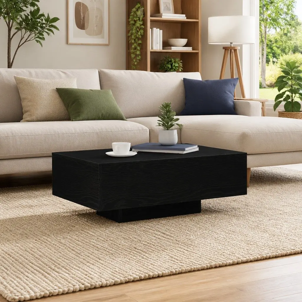 Coffee Table with LED Lights in Black Oak