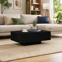 Modern Coffee Table with LED Lights in Black Oak
