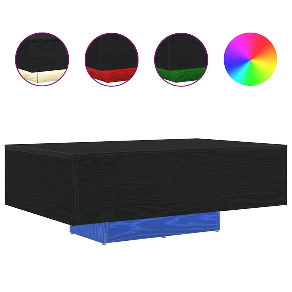 Coffee Table with LED Lights in Black Oak