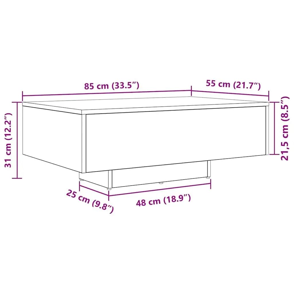 Coffee Table with LED Lights in Black Oak