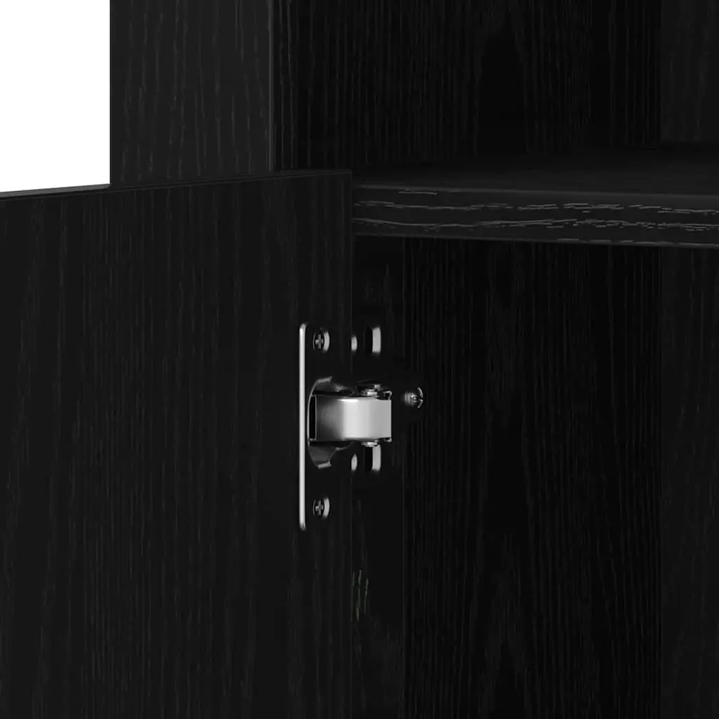 LED Sideboard Black Oak 2 pcs Engineered Wood with RGB Lights Storage Unit