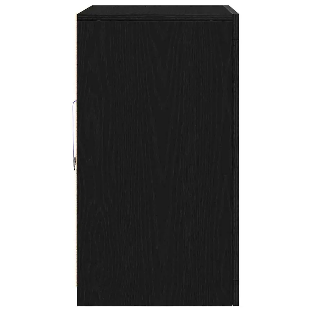 LED Sideboard Black Oak 2 pcs Engineered Wood with RGB Lights Storage Unit
