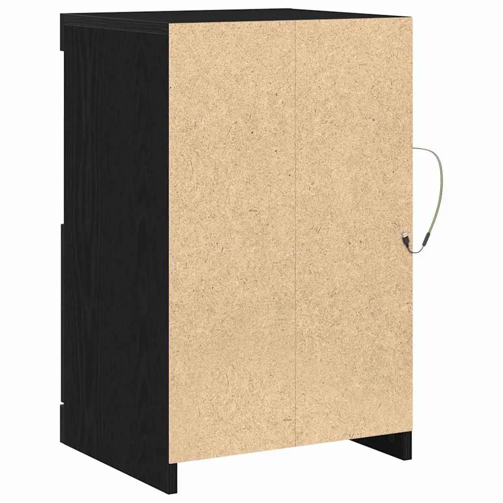 LED Sideboard Black Oak 2 pcs Engineered Wood with RGB Lights Storage Unit