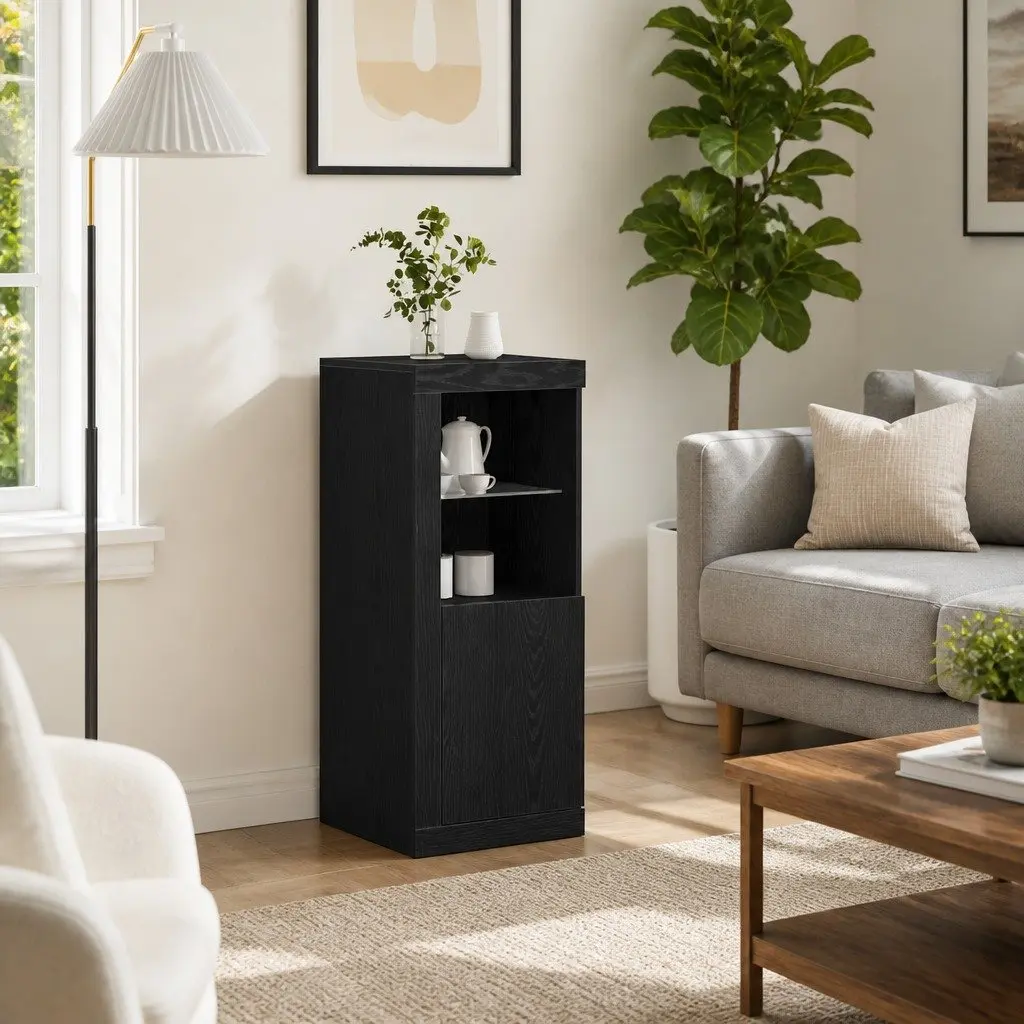 Black LED Sideboard for Dining and Living Spaces